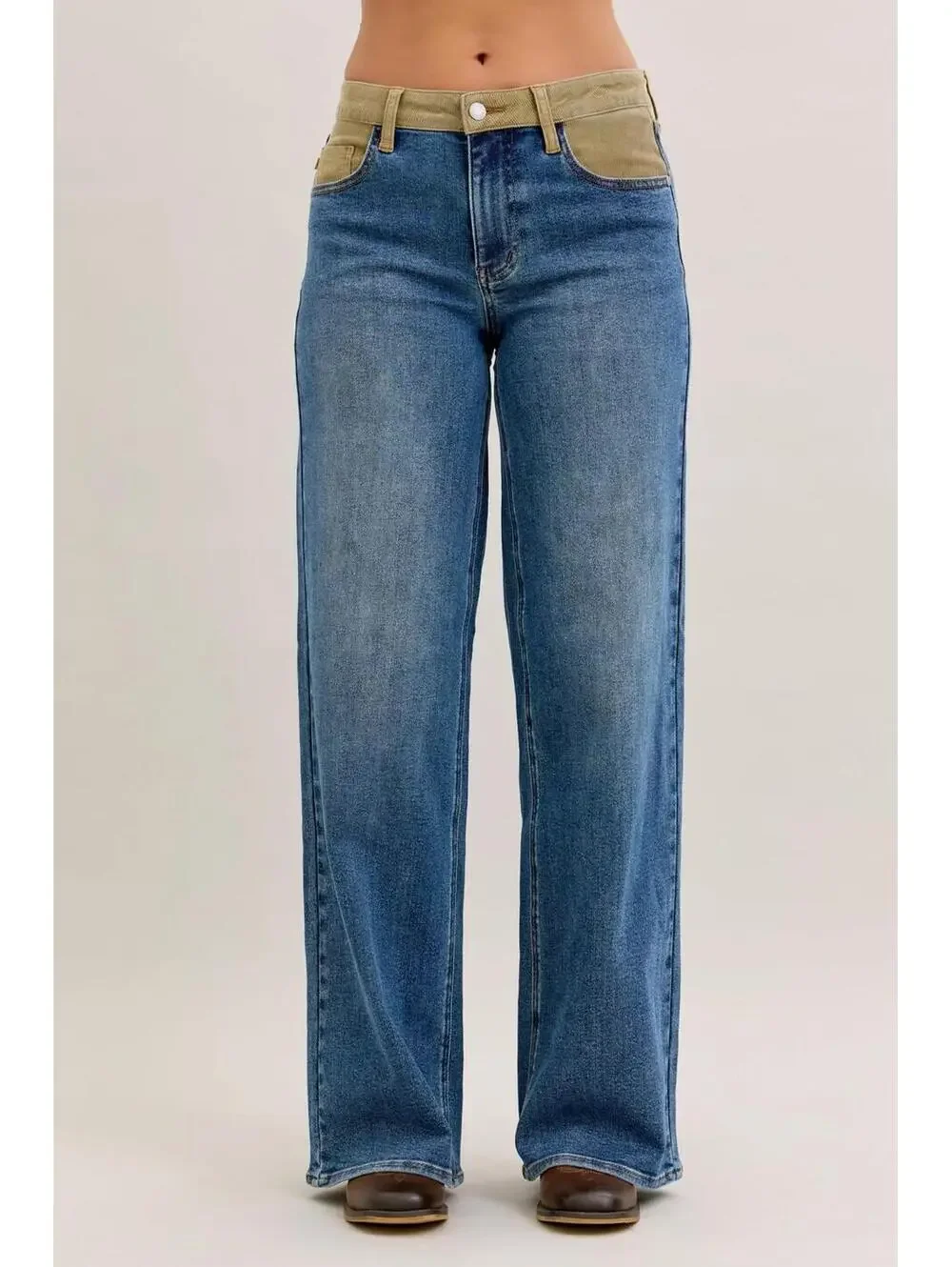 Judy Blue MR Column Straight Jeans with Corduroy Waist